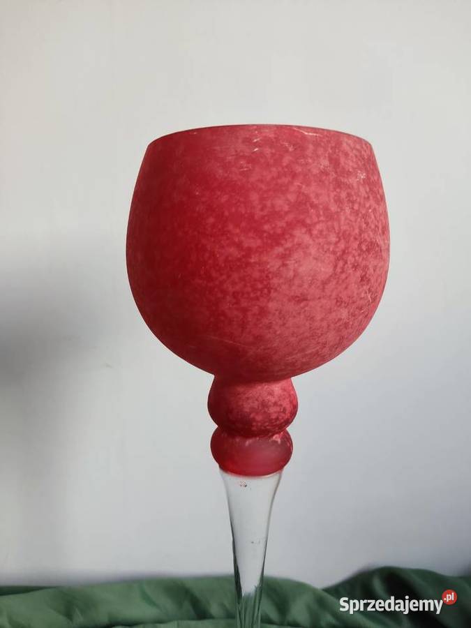 Kielich szklany czerwony lampion h40 Zastawa stołowa Głuchołazy
