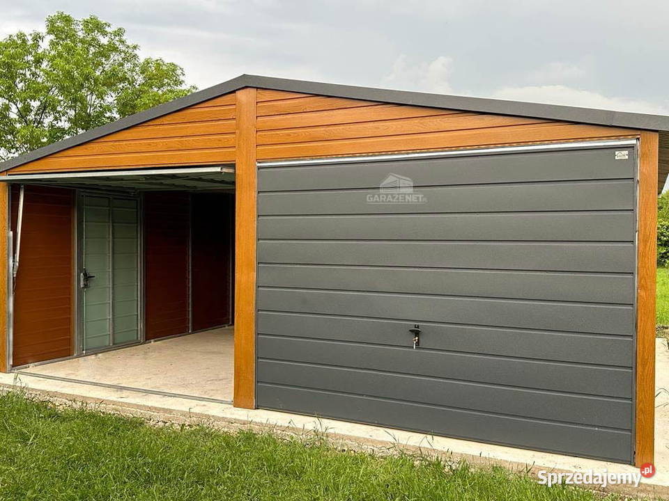 GARAŻ BLASZANY 6m x 6m DWUSPAD 2xBRAMA DRZWI