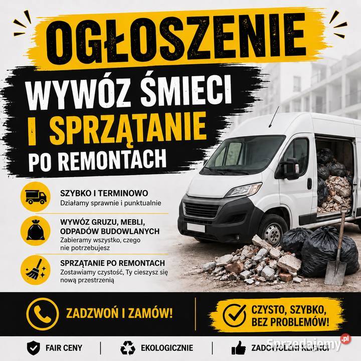 Wywóz śmieci sprzątanie Gruzy itp Tarnów