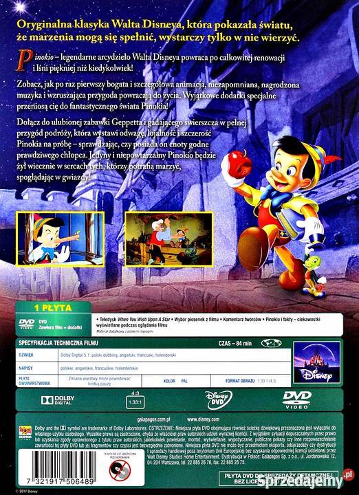 PINOKIO DISNEY ZACZAROWANA KOLEKCJA animowany wielkopolskie Kalisz