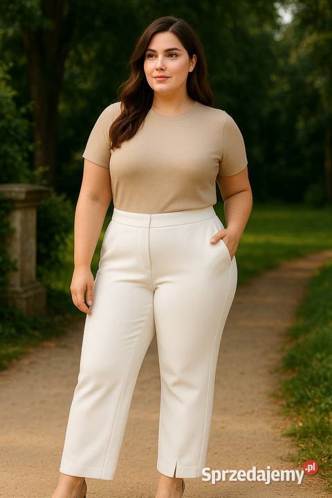 Spodnie cygaretki elegancja i szyk elegancie biały Wieluń