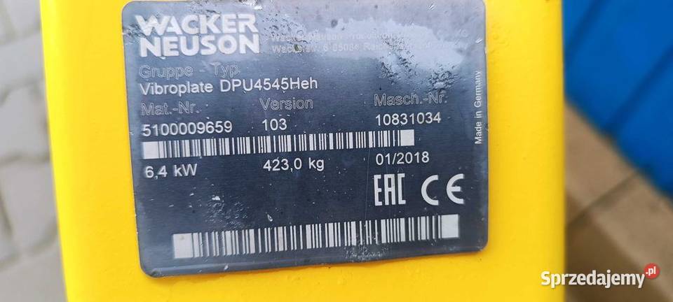 Zagęszczarka WACKER NEUSON DPU 4545 18r 426 Sułów