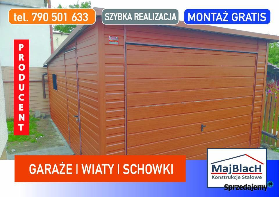 DOBRA Garaż Blaszany ZŁOTY DĄB Garaże Blaszane samodzielny świętokrzyskie Busko-Zdrój