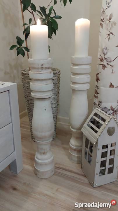 Świecznik drewniany ręcznie toczony rękodzieło Wieluń