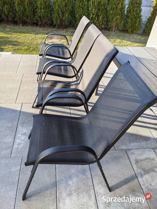 Krzesła ogrodowe komplet 4 sztuki czarny Dębica sprzedam