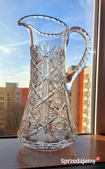 Piękny duży dzbanek kryształowy PRL Porcelana i szkło sprzedam