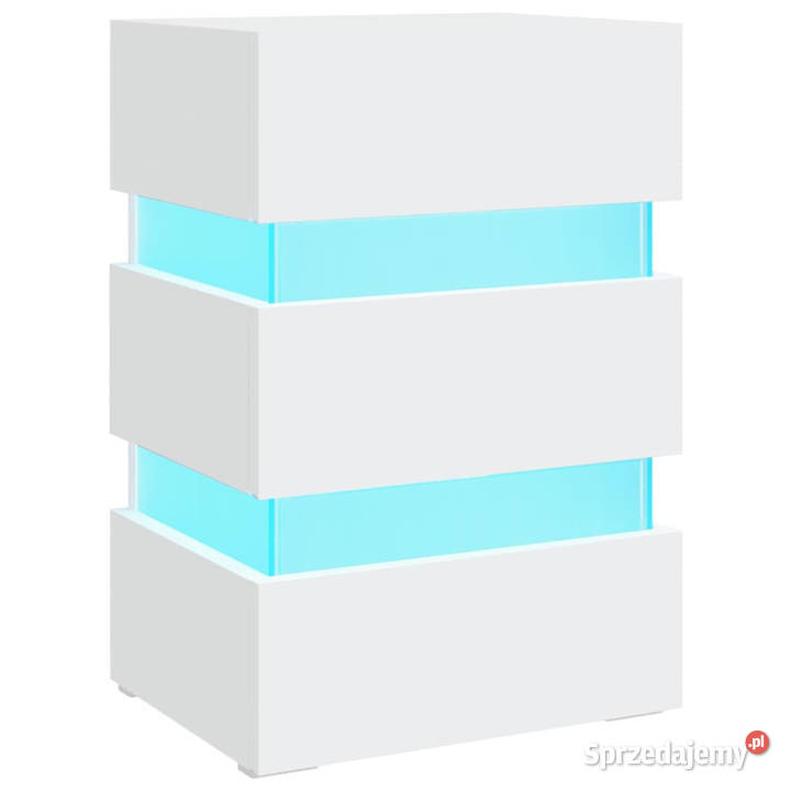Szafka nocna z LED biała 45x35x67 materiał Nocne Warszawa