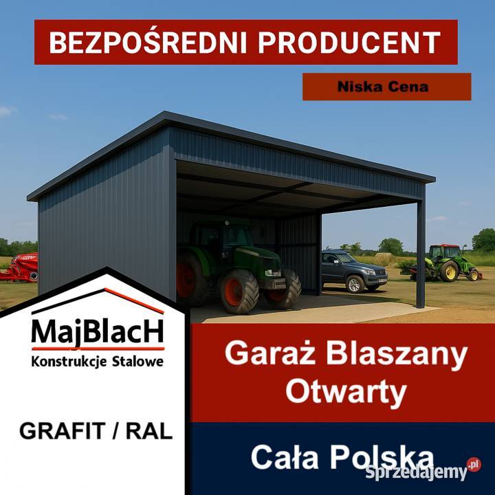Garaż Blaszany Otwarty WIATA OTWARTA Magazyn 36m2 łódzkie Łęczyca