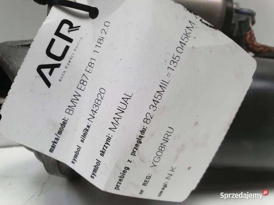 ROZRUSZNIK BMW E87 E90 20 i ROZRUSZNIK bosch Układ elektryczny silnika Chełm