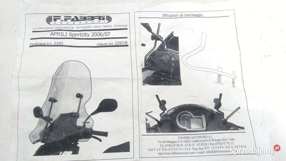 NOWA SZYBA OWIEWKA OSŁONA FABBRI MADE IN ITALY Bielsk Podlaski sprzedam