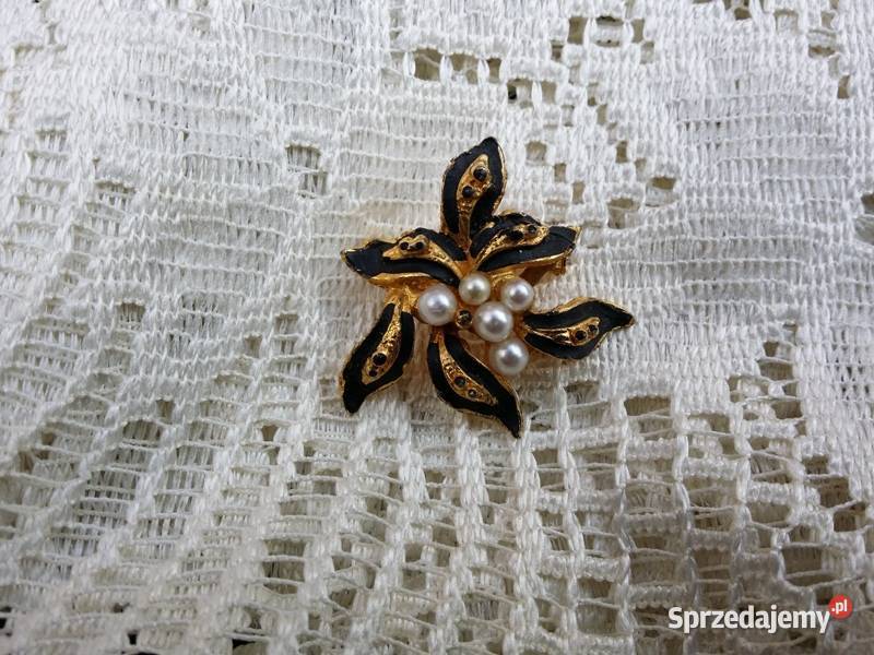 Stara angielska broszka perłopław REG