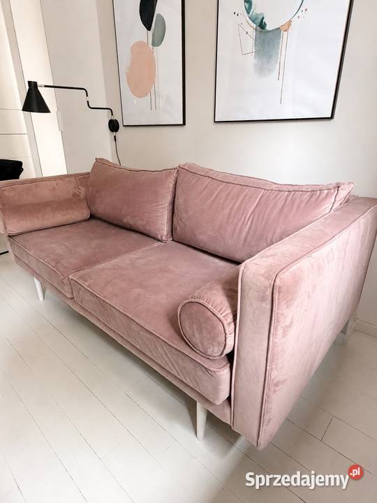Sofa welurowa Dusty Pink glamour skandynawska Sofy i kanapy
