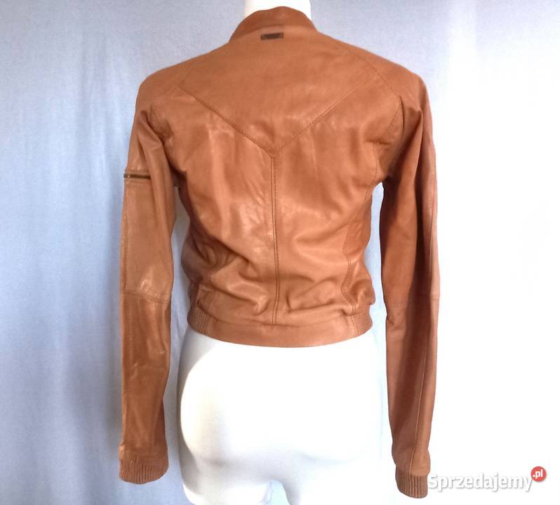 Kurtka brąz SKÓRA Bomberka r 3638 damska Bershka Skóra naturalna  Białystok
