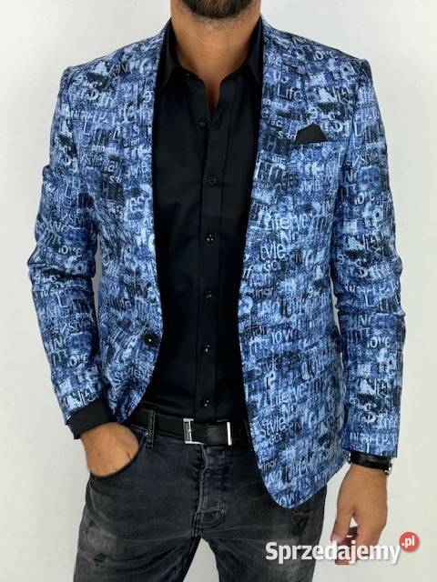 GIOVANNI PERA Marynarka męska D628 niebieska w wielkopolskie