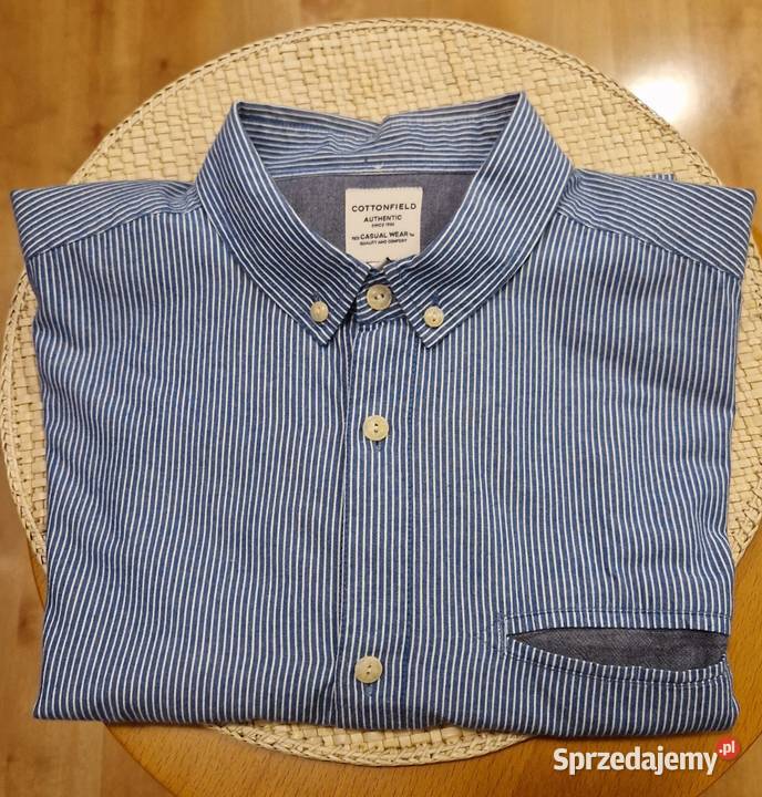 Męska KOSZULA Cottonfield XL niebieskie paski Odzież codzienna sprzedam