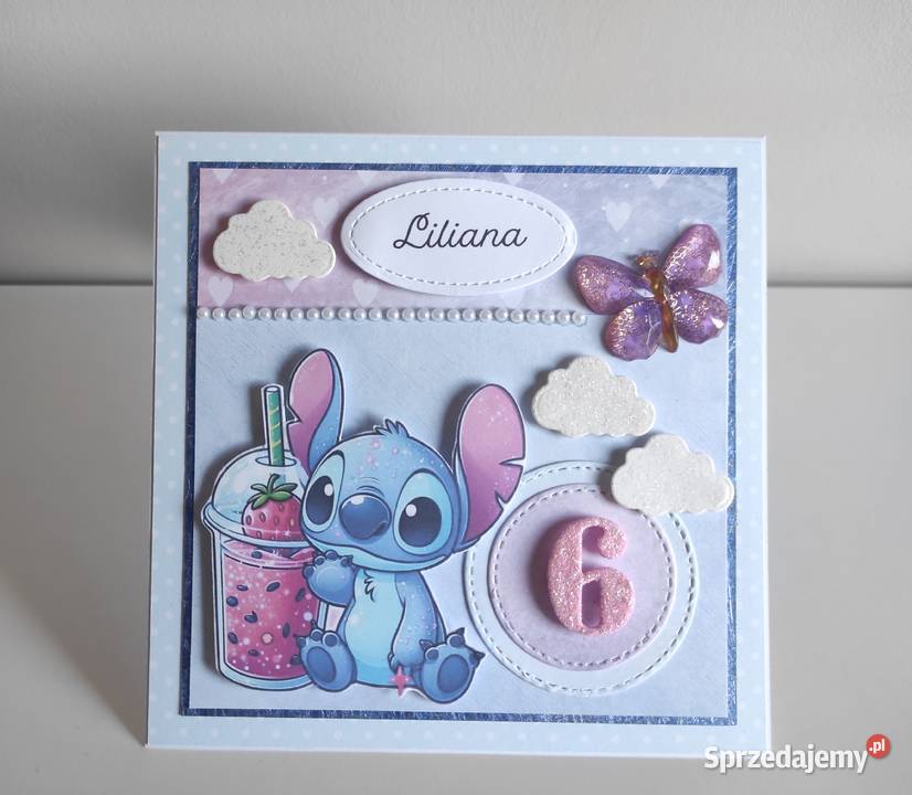 Kartka ręcznie robiona na urodziny Stich 2 łódzkie Łódź