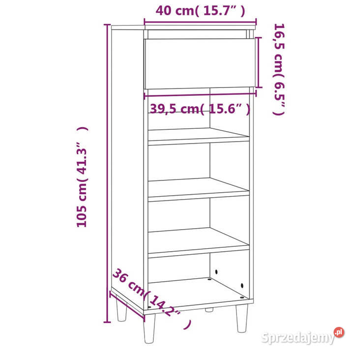 Szafka na buty biały 40x36x105 materiał mazowieckie