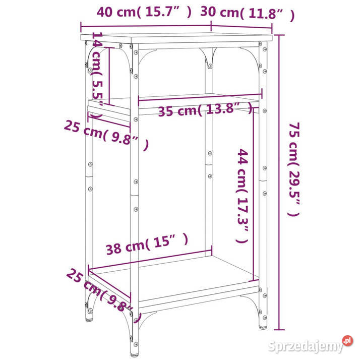 Stolik boczny czarny 40x30x75 materiał mazowieckie Warszawa
