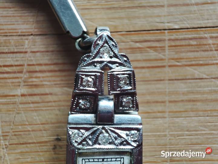 Art Deco brylanty i białe złoto zegarek damski Warszawa