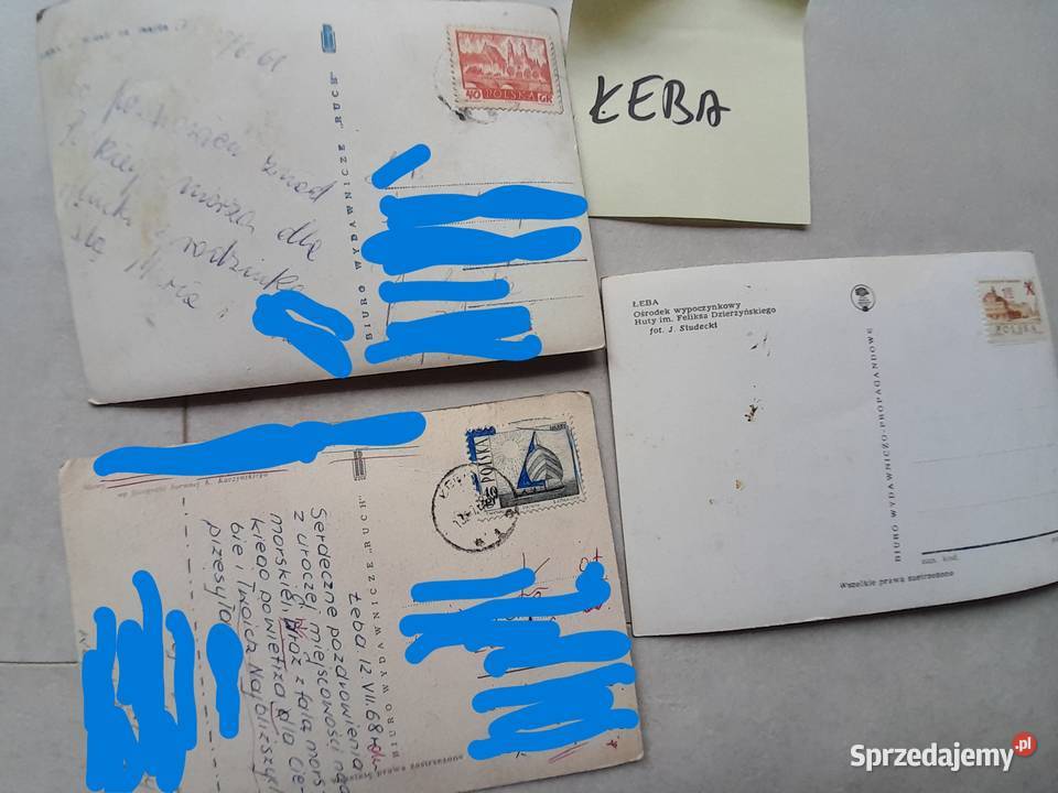 Stare kartki pocztowe pocztówki PRL Bałtyk Łeba śląskie Dąbrowa Górnicza