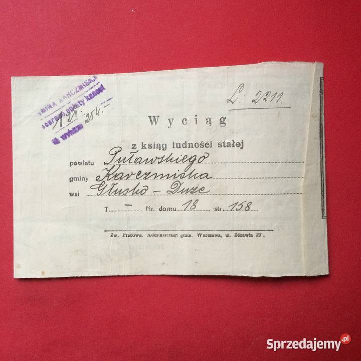 1278 Wyciąg Z Ksiąg Ludności Stałej Miroński Szczecin