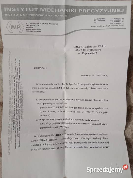 WALTER P99 9mm ALARMOWY Warszawa
