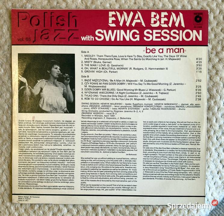 Ewa Bem With Swing Session Be A Man Płyty i kasety zachodniopomorskie
