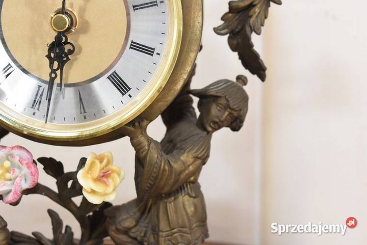 Zegar Kominkowy Stojący Porcelana Brąz stołowy Kraków