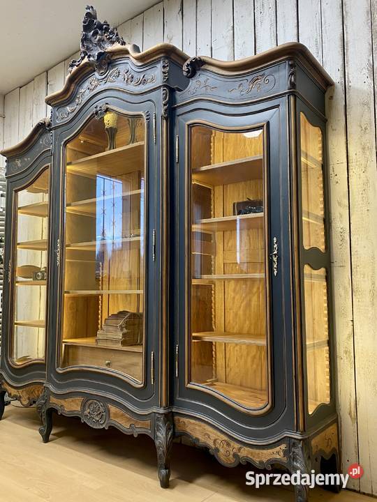 BIBLIOTEKA 3drzwiowa witryna antracyt Ludwik XV Poznań