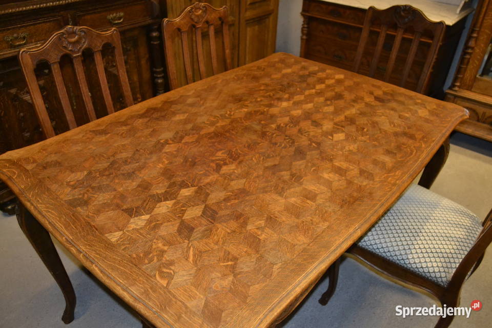 stół i 6 krzeseł ludwikowski komplet dąb Będzin sprzedam