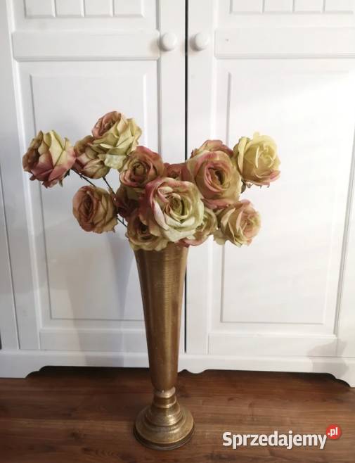 Wysoki bukiet sztucznych kwiatów róże jesienny Wyposażenie wnętrz Niepołomice