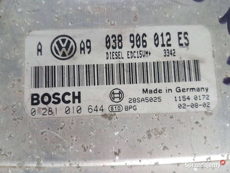 VW GOLF IV 19 SDI KOMPUTER STEROWNIK 038906012ES komputery wielkopolskie Turek