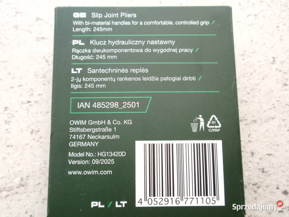 Klucz hydrauliczny do rur żabka 250mm Łódź