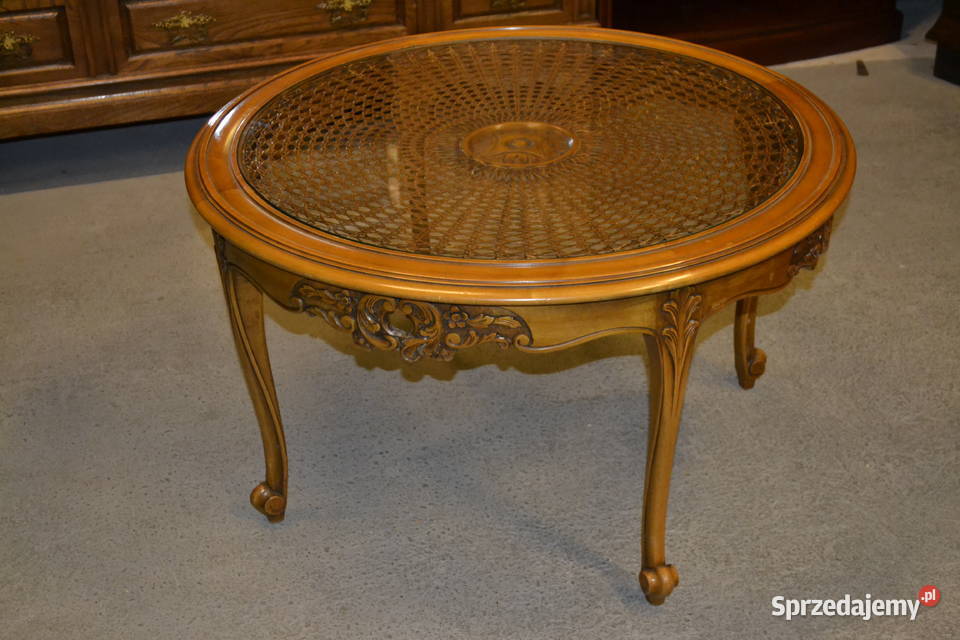 stolik ludwikowski rafia szkło