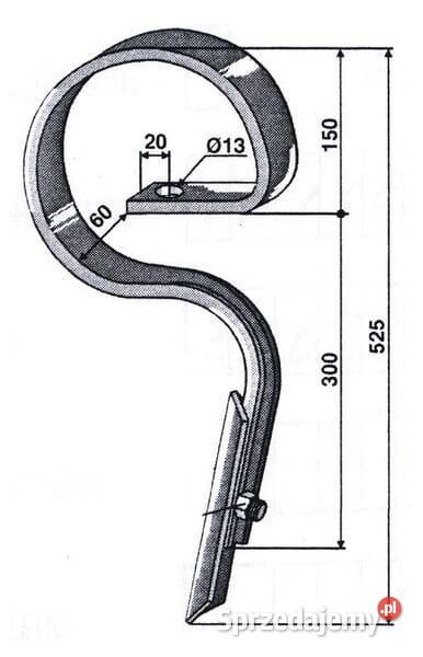 Ząb kultywatora 32x12x525 mm z redliczką JackPot Kamionna