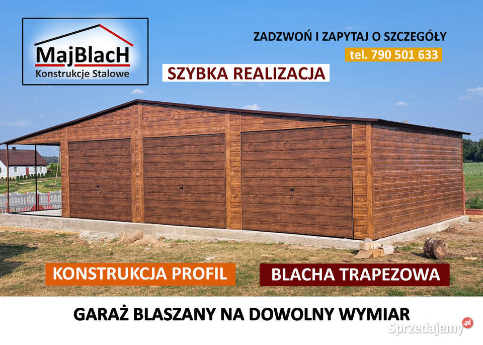 Garaż Blaszany Orzech z zadaszeniem bocznym sprzedam