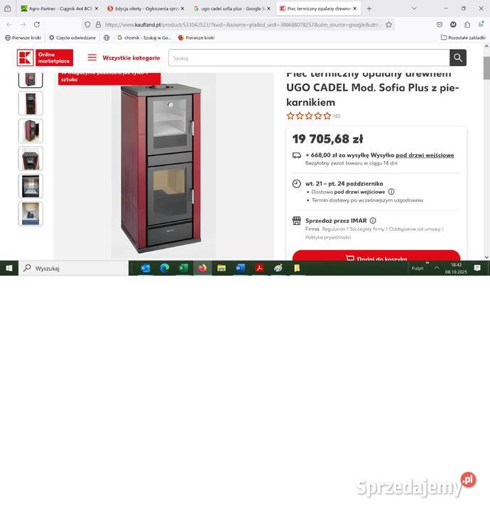 Kominek Piec CO z piekarnikiem Moc 114 kW Kotły i Piece CO