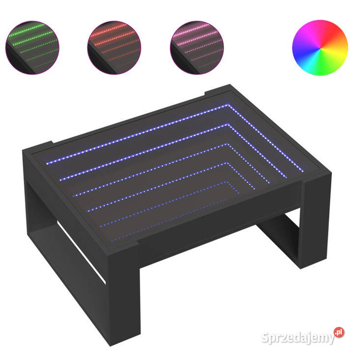 Stolik kawowy z LED Infinity czarny 70x53x30 sprzedam