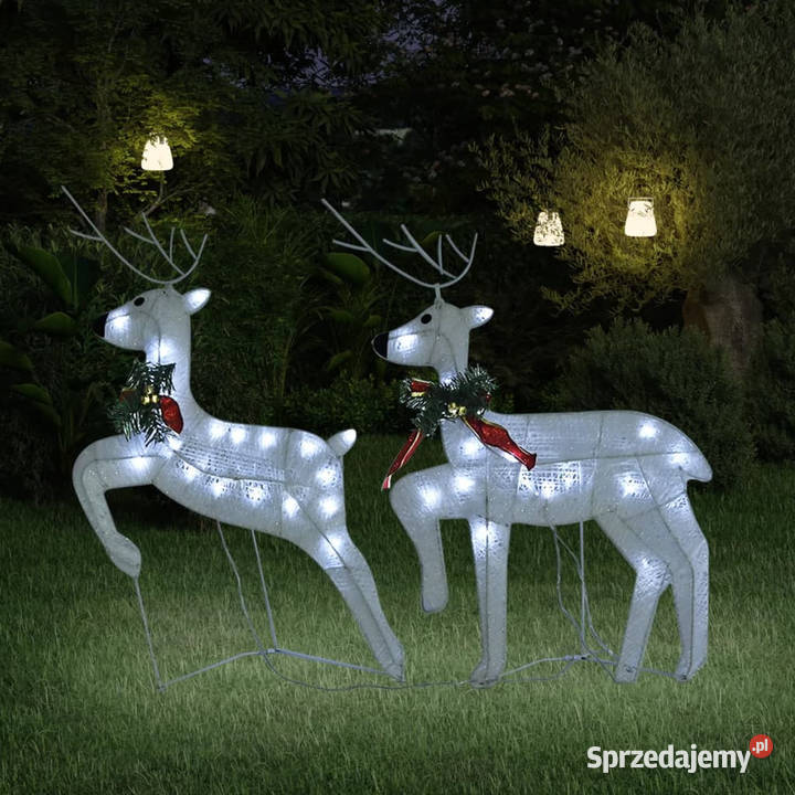 Świąteczne renifery 2 białe 40 LED WM342685 sprzedam