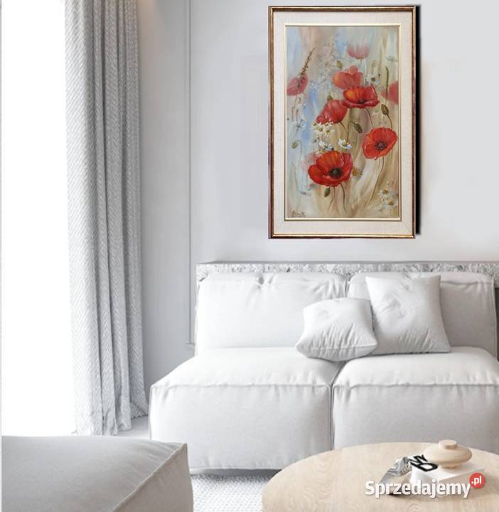 Makowa Łąka ręcznie malowany olejny Lidia małopolskie Nowy Sącz