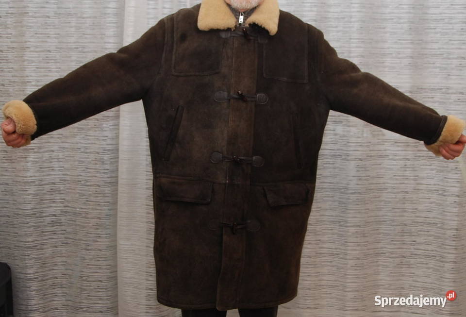 Męski brązowy płaszcz ze owczej skóry gruba Rozmiar XL Warszawa