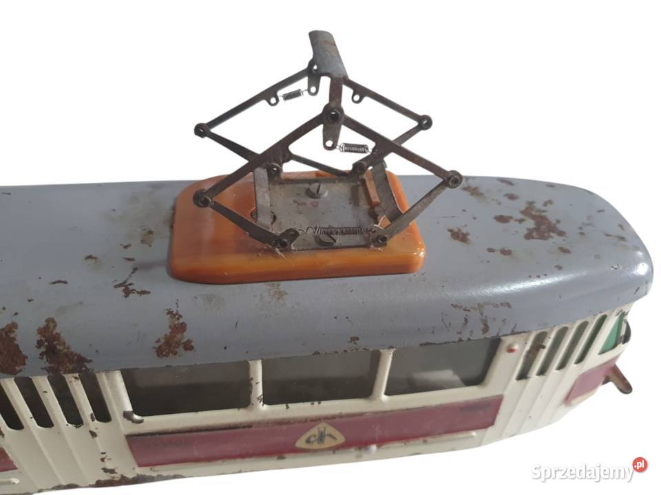 Stara zabawka metalowy tramwaj Chemoplast Brno Cieszyn