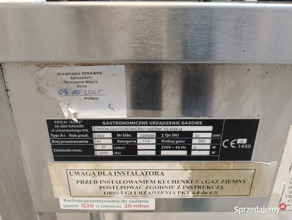 Kuchnia gazowa 4palnikowa FORGAST EGAZ TG4724