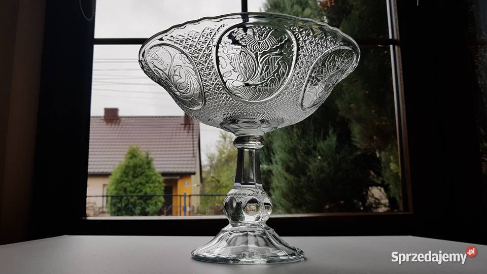 Rozkloszowana owocarka Medaliony Ząbkowice szkło Dąbrowa Górnicza sprzedam