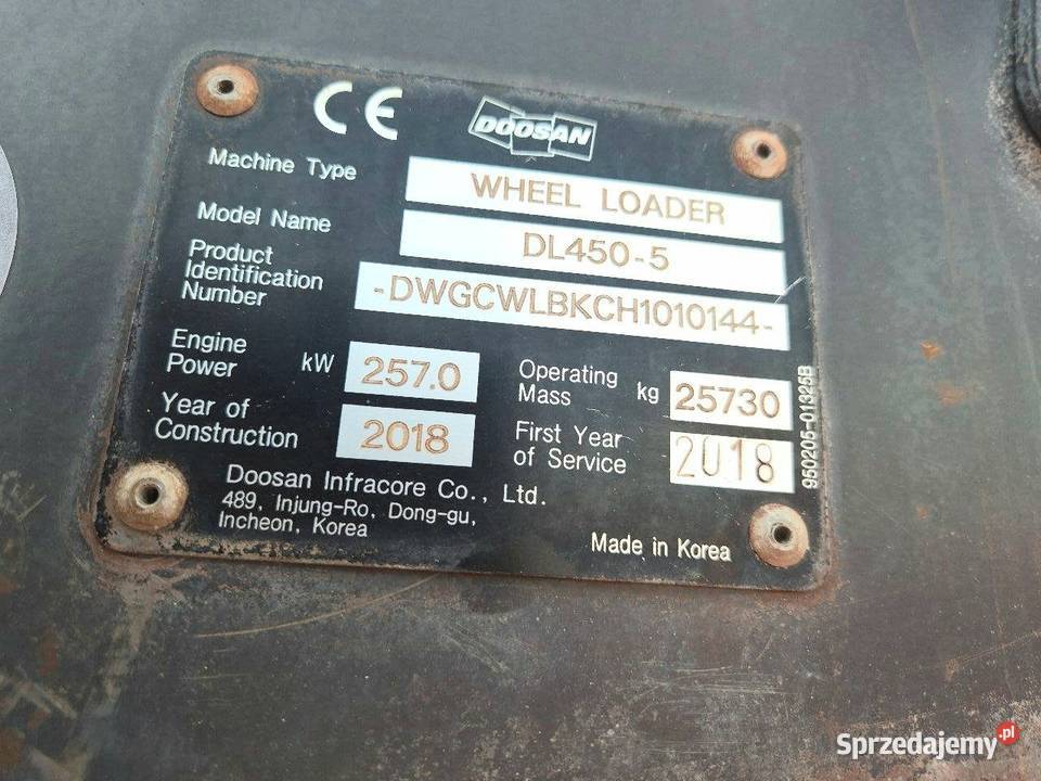 Ladowarka kolowa DOOSAN mazowieckie Warszawa