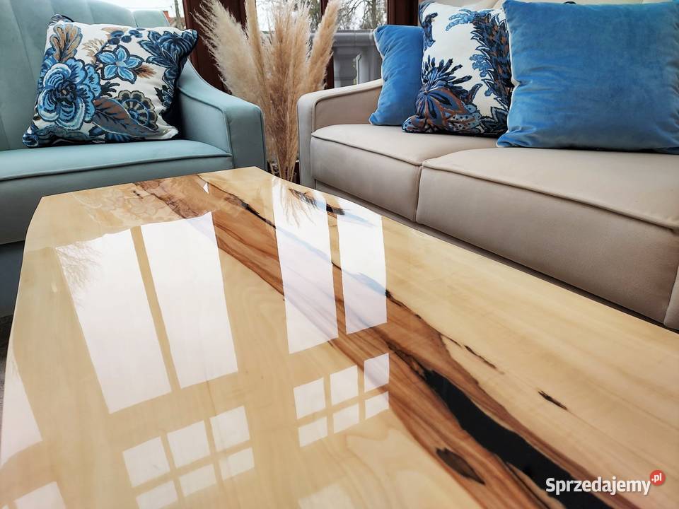 Stolik kawowy z plastra drewna glamour złoty Warszawa