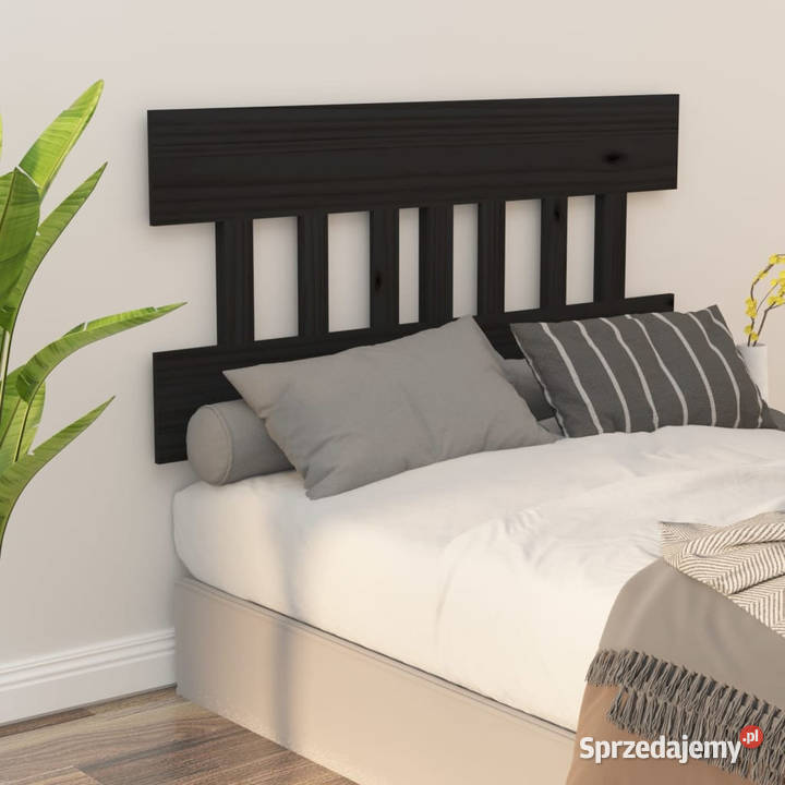 Wezgłowie łóżka czarne 1435x3x81 lite drewno
