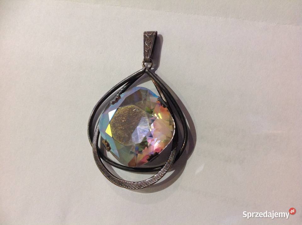 Duży Wisiorek Zawieszka z Kamieniem Vintage Nowa Sól