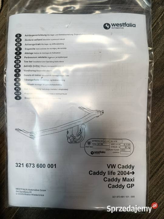 Kula haka WESTFALIA VW Caddy wielkopolskie Władysławów