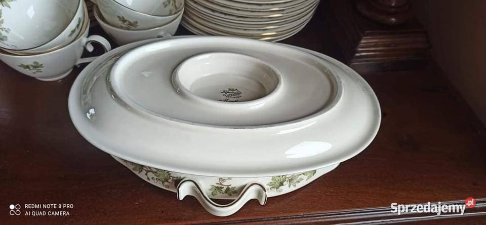 Sosjerka Serwis Morbar Liście na złoconej Porcelana i szkło